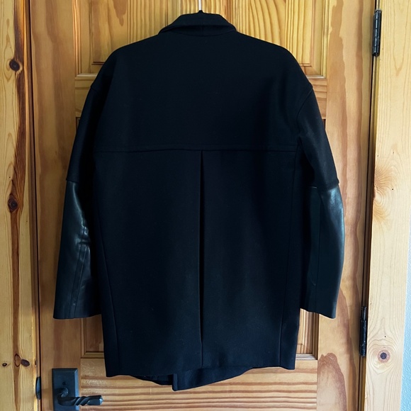 ALLSAINTS Meade Lea Wool and Leather Jacket Coat 4 - Picture 4 of 4